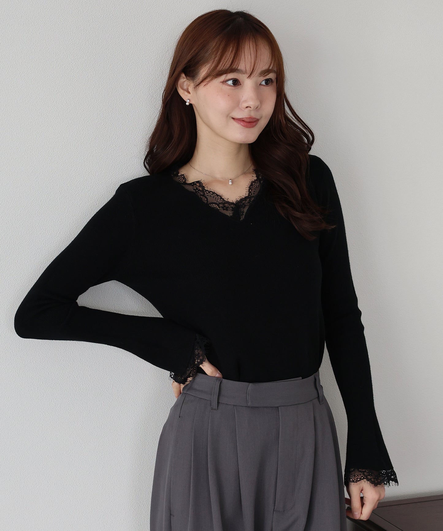 レースドッキングニット