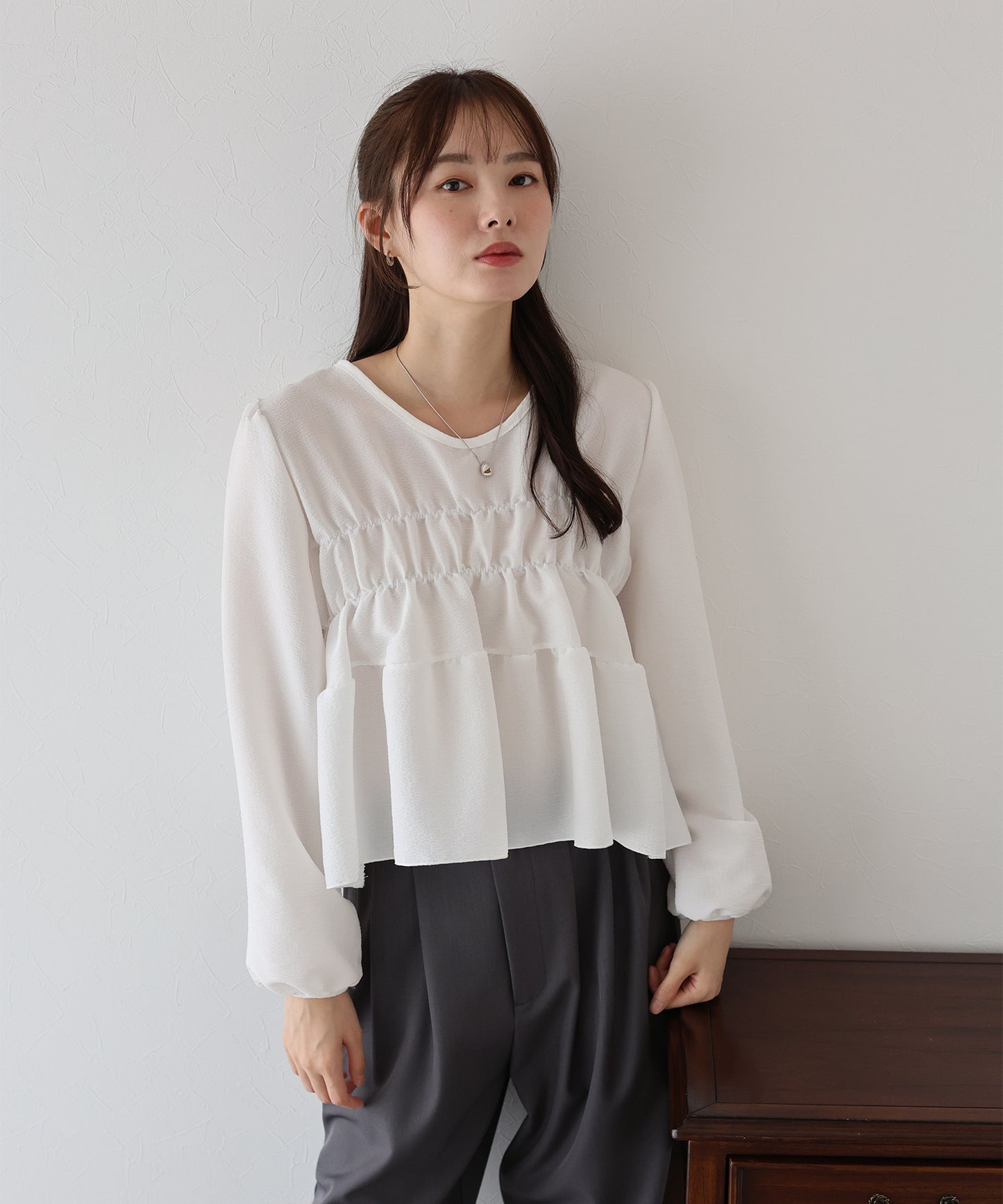 【早割5％OFF】バックリボンティアードブラウス【ネコポス】
