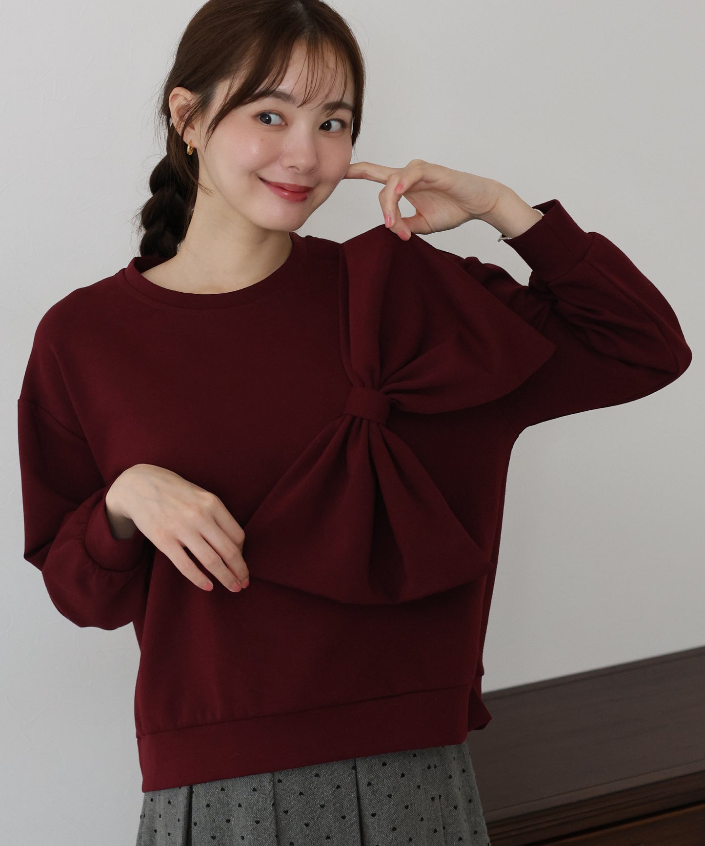 リボンスウェットトップス