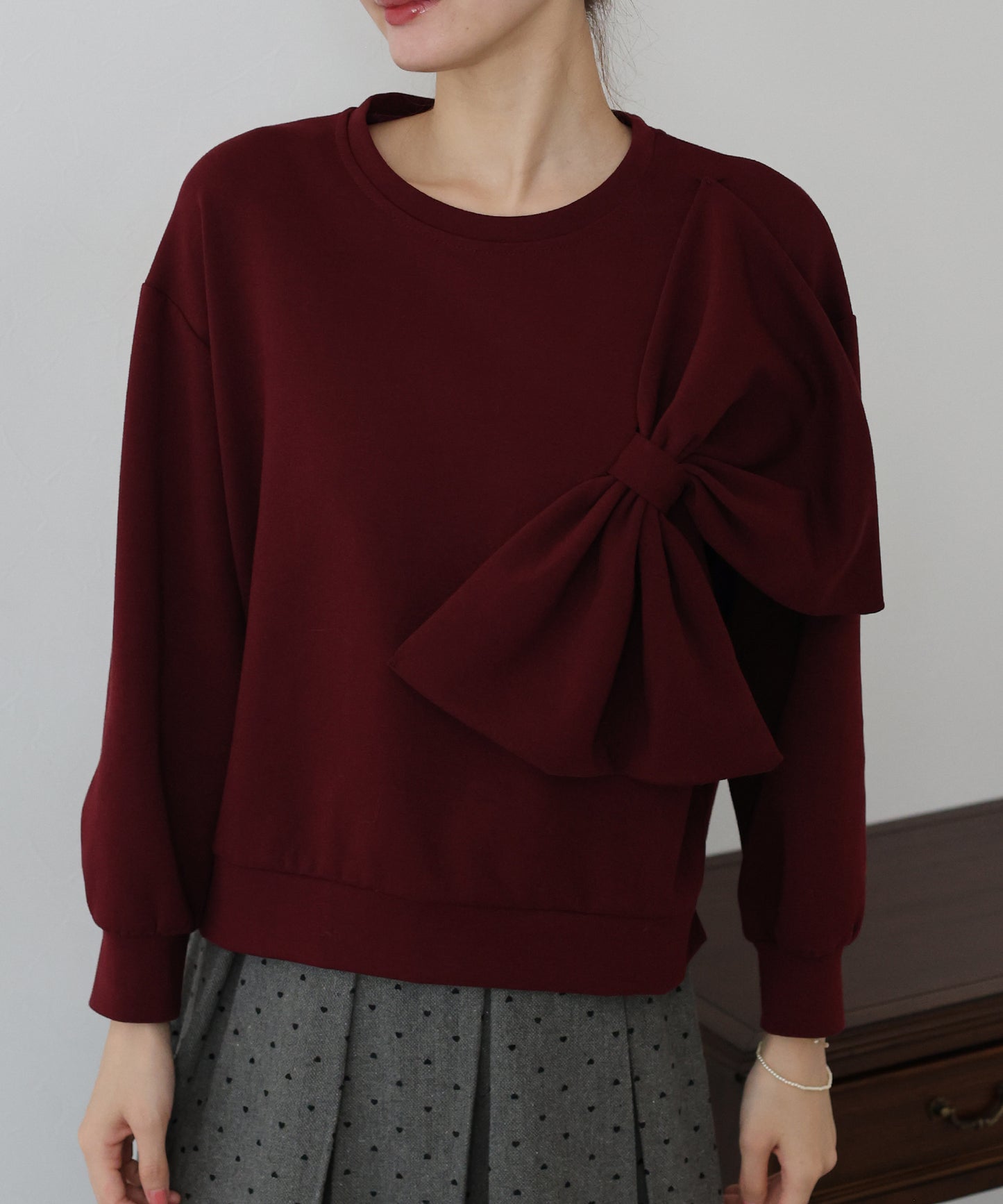 リボンスウェットトップス