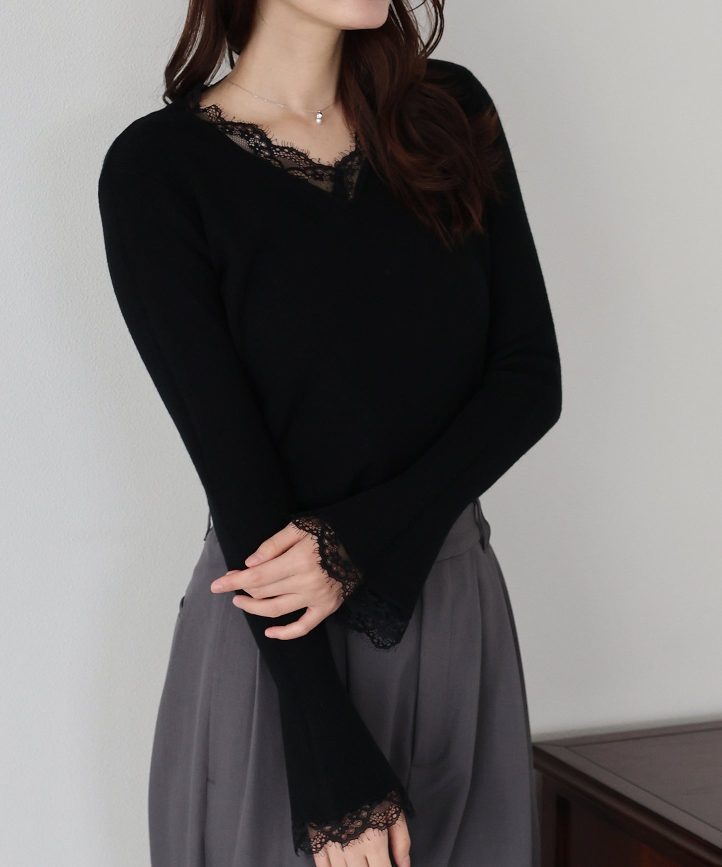 レースドッキングニット