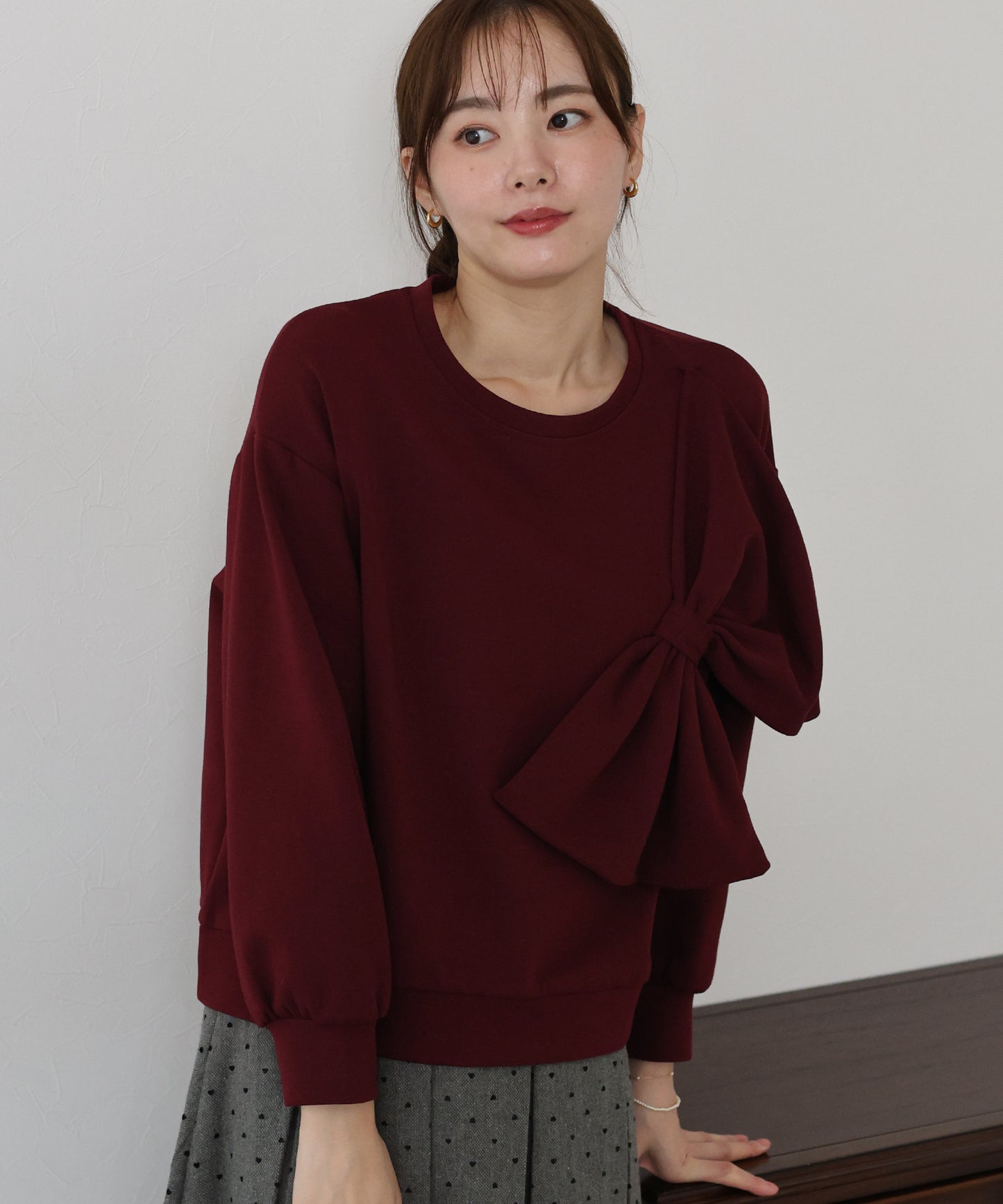 リボンスウェットトップス