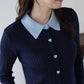 ハートボタンポロ襟カーディガン