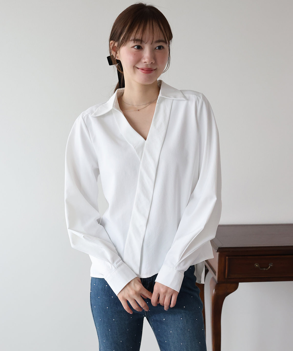【早割5％OFF】カシュクールライクデザインブラウス【メール便】