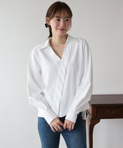 【早割5％OFF】カシュクールライクデザインブラウス【メール便】