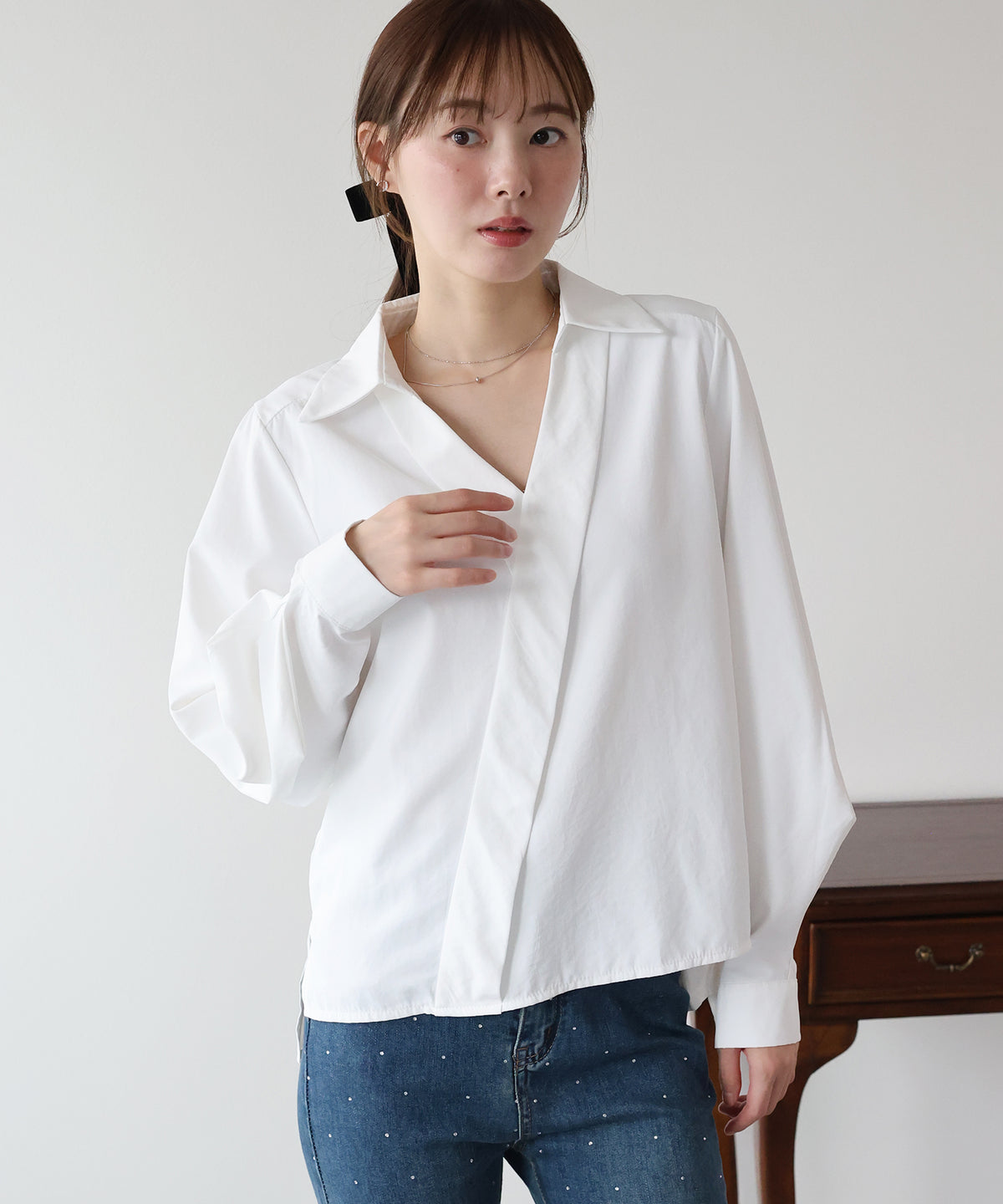 【早割5％OFF】カシュクールライクデザインブラウス【メール便】