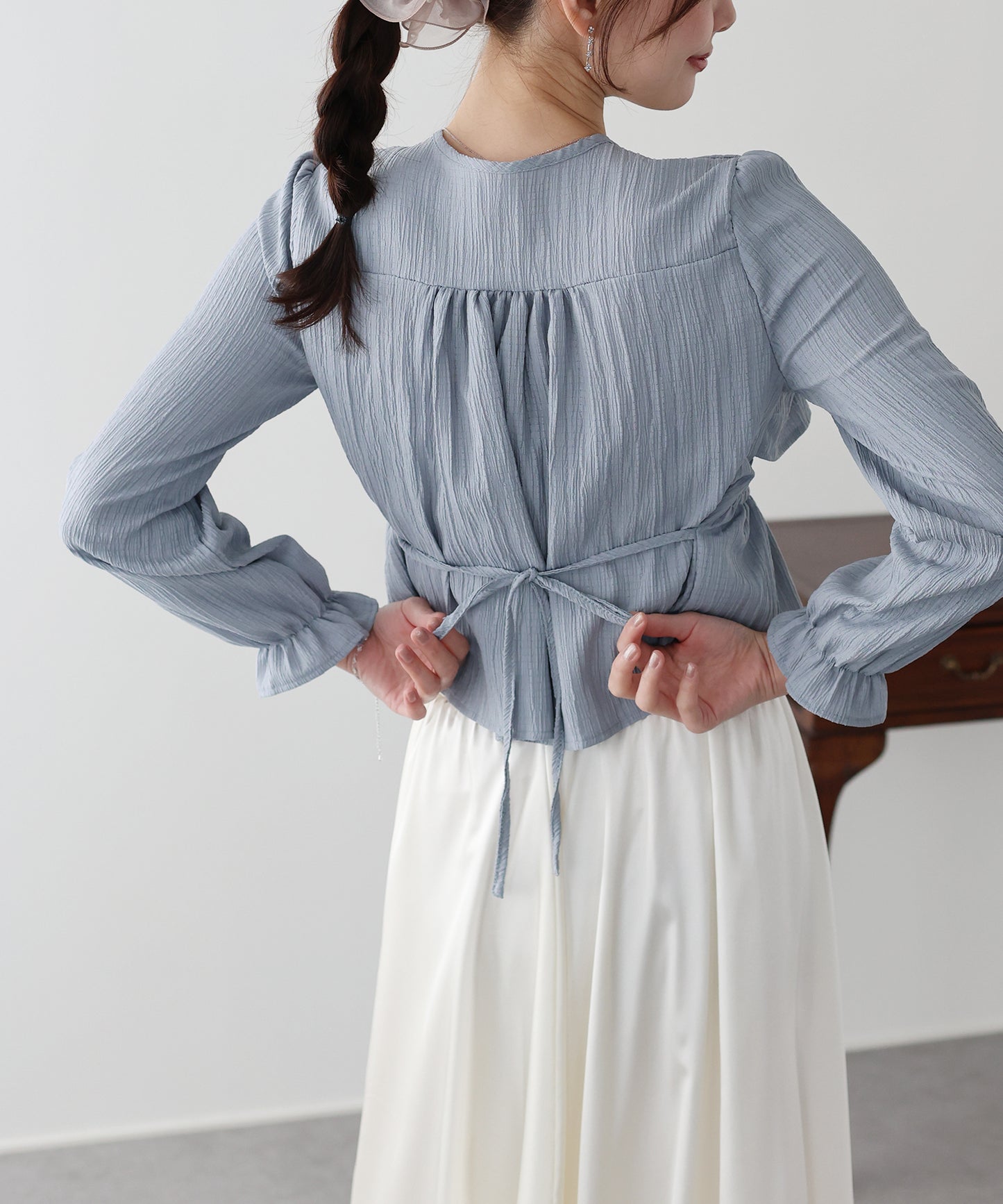 バックリボンスクエアティアードブラウス【ネコポス】