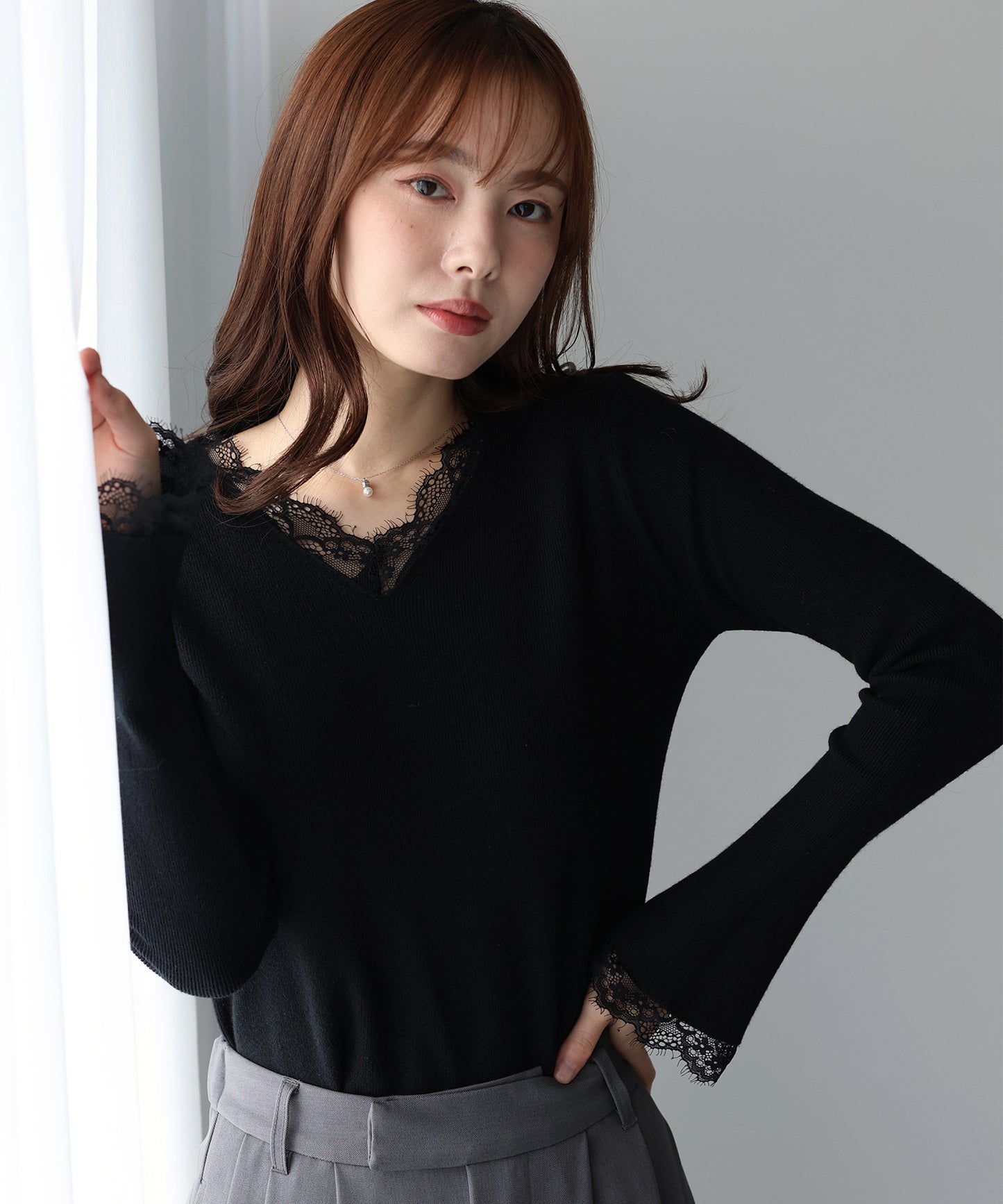 レースドッキングニット