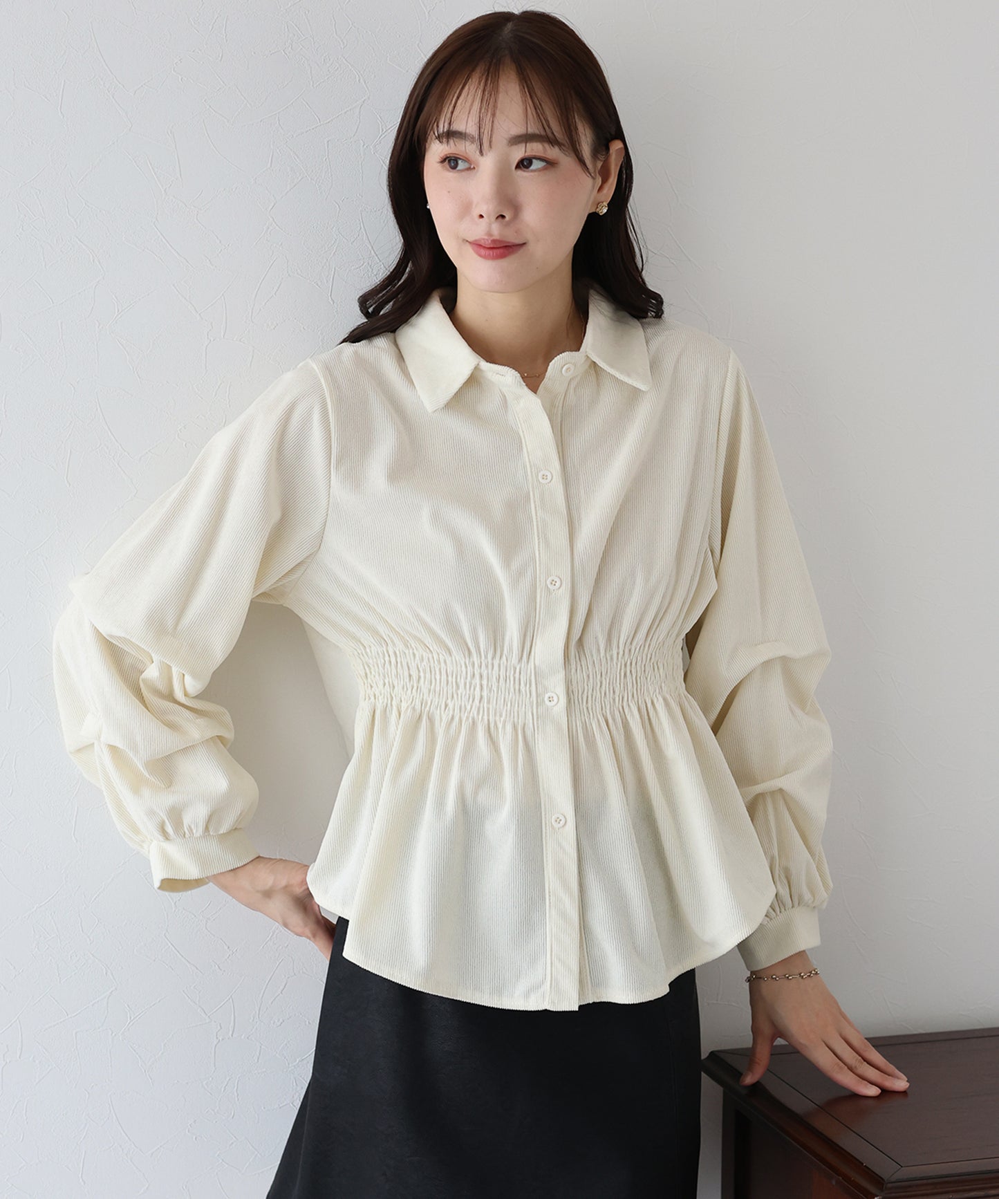 【TIME SALE】コーデュロイシャーリングブラウス【ネコポス】