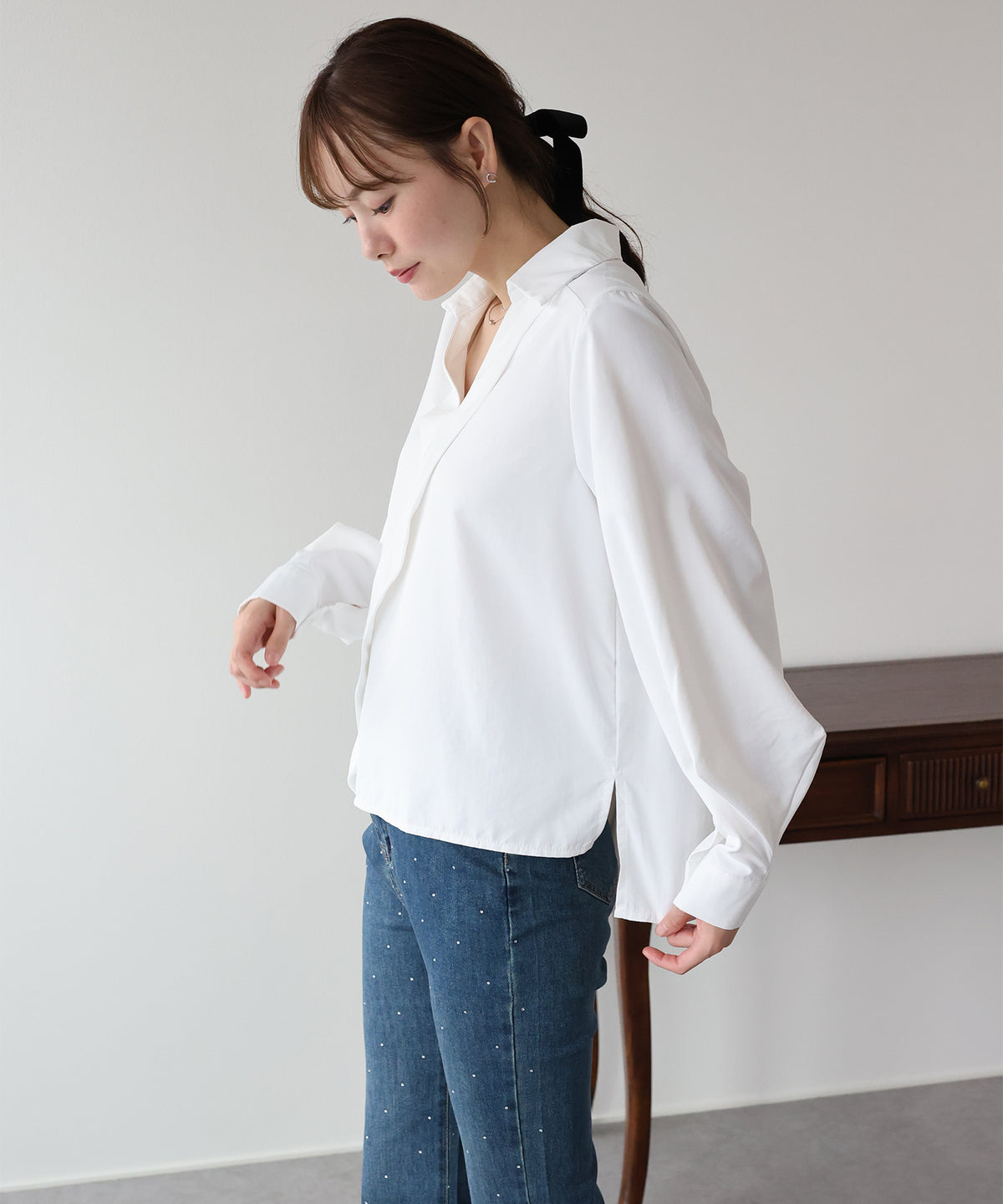 【早割5％OFF】カシュクールライクデザインブラウス【メール便】