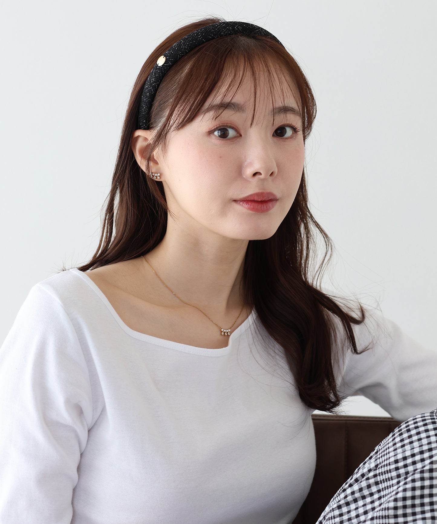 【早割5％OFF】メタルモチーフツイードカチューシャ