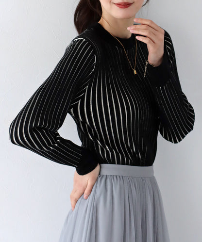 【SALE】配色＆無地リブニットトップス