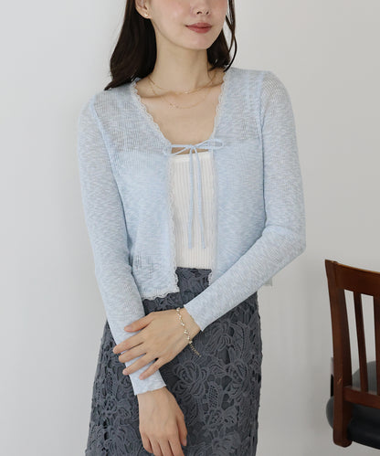 レース付きリボンカーディガン【ネコポス】