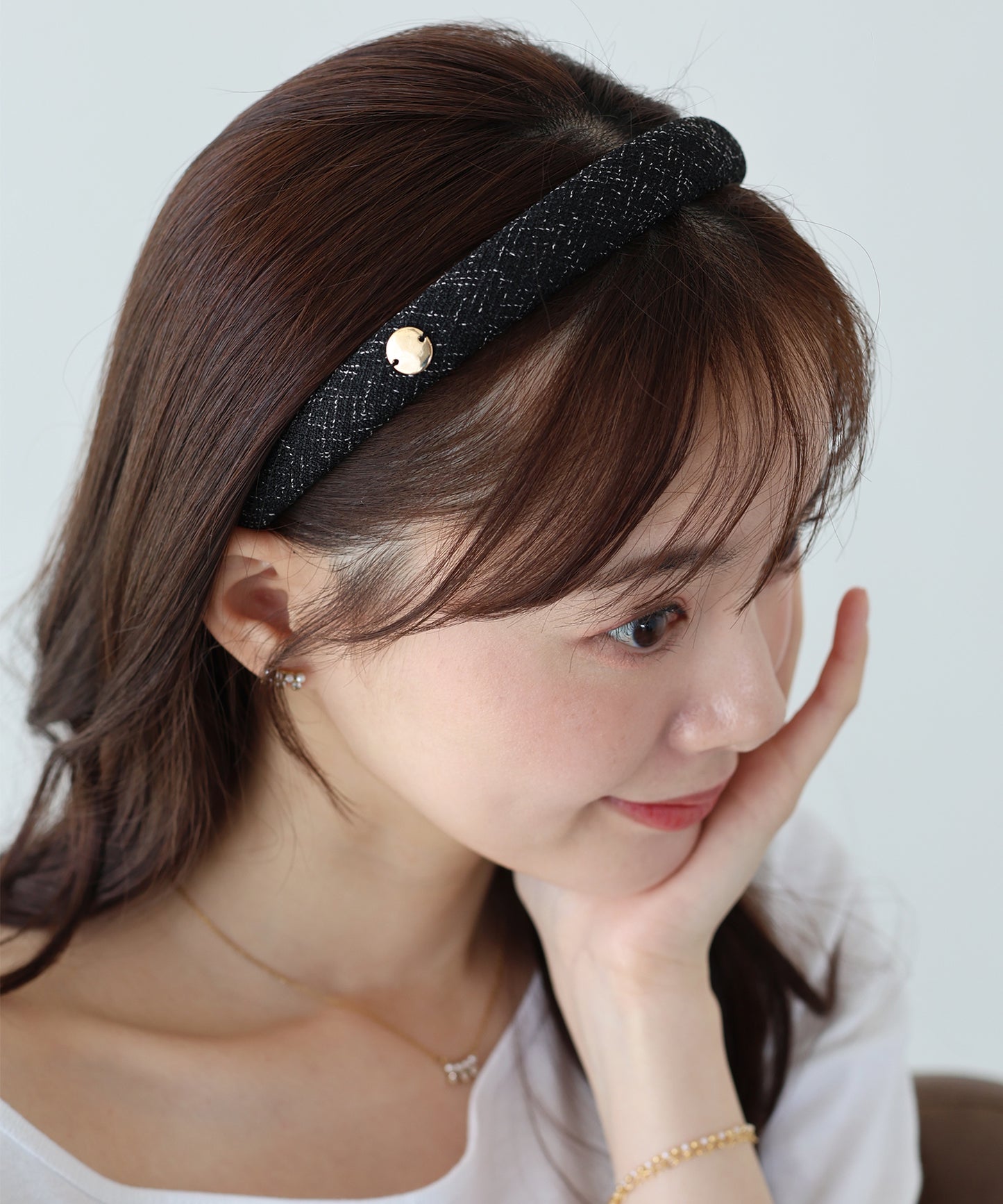 メタルモチーフツイードカチューシャ