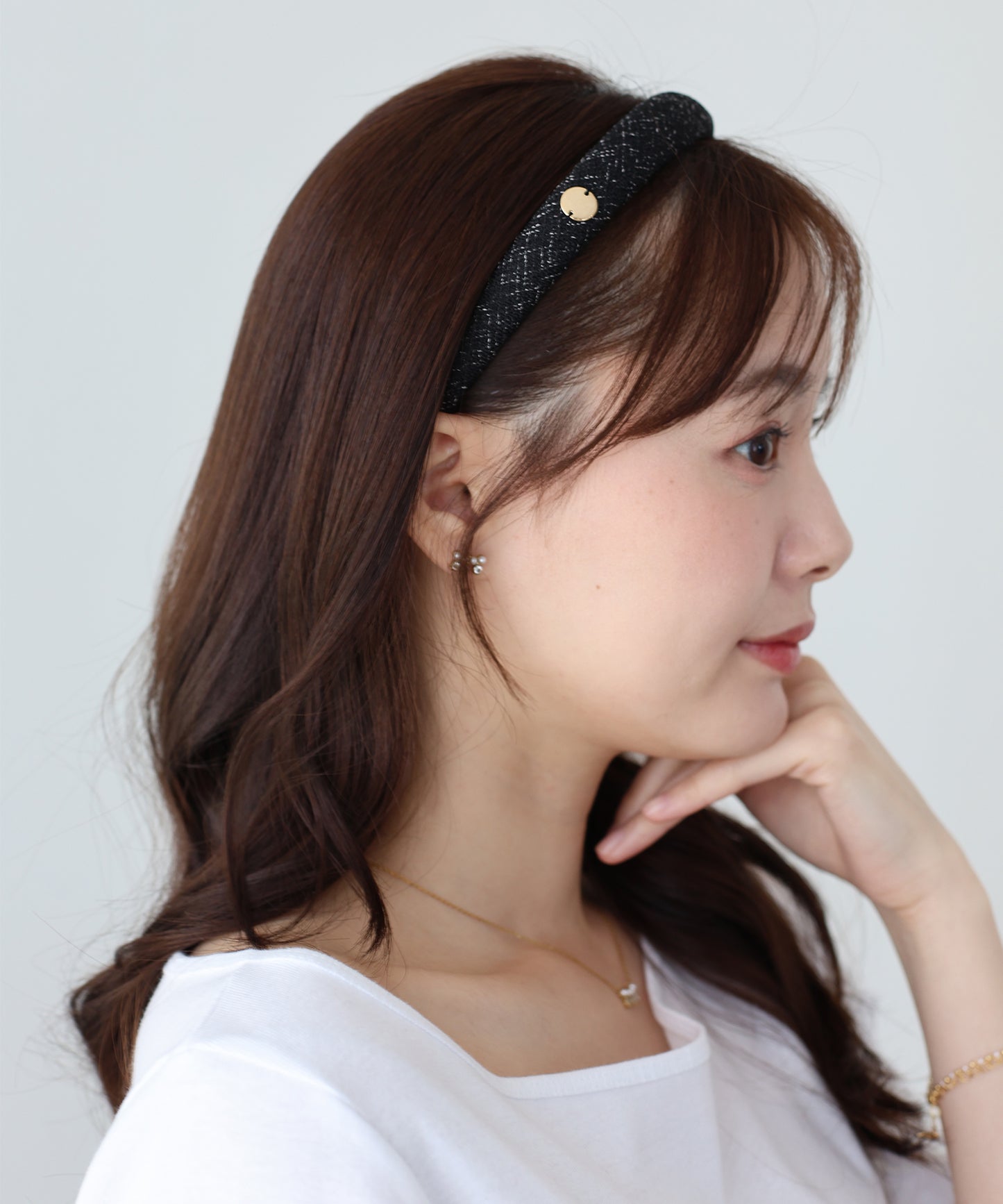 【早割5％OFF】メタルモチーフツイードカチューシャ