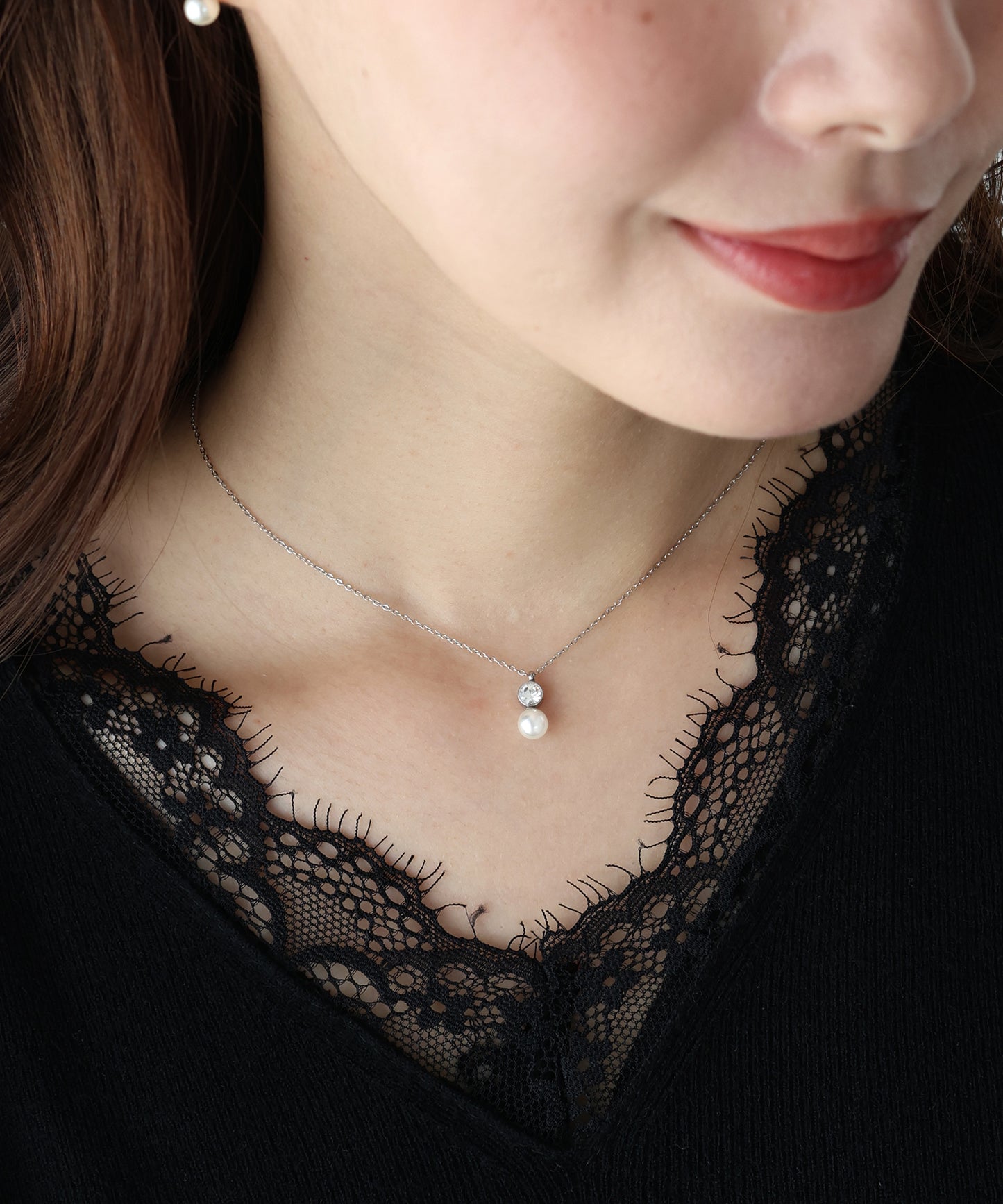 【早割5％OFF】ビジューパールネックレス / サージカルステンレス【ネコポス】