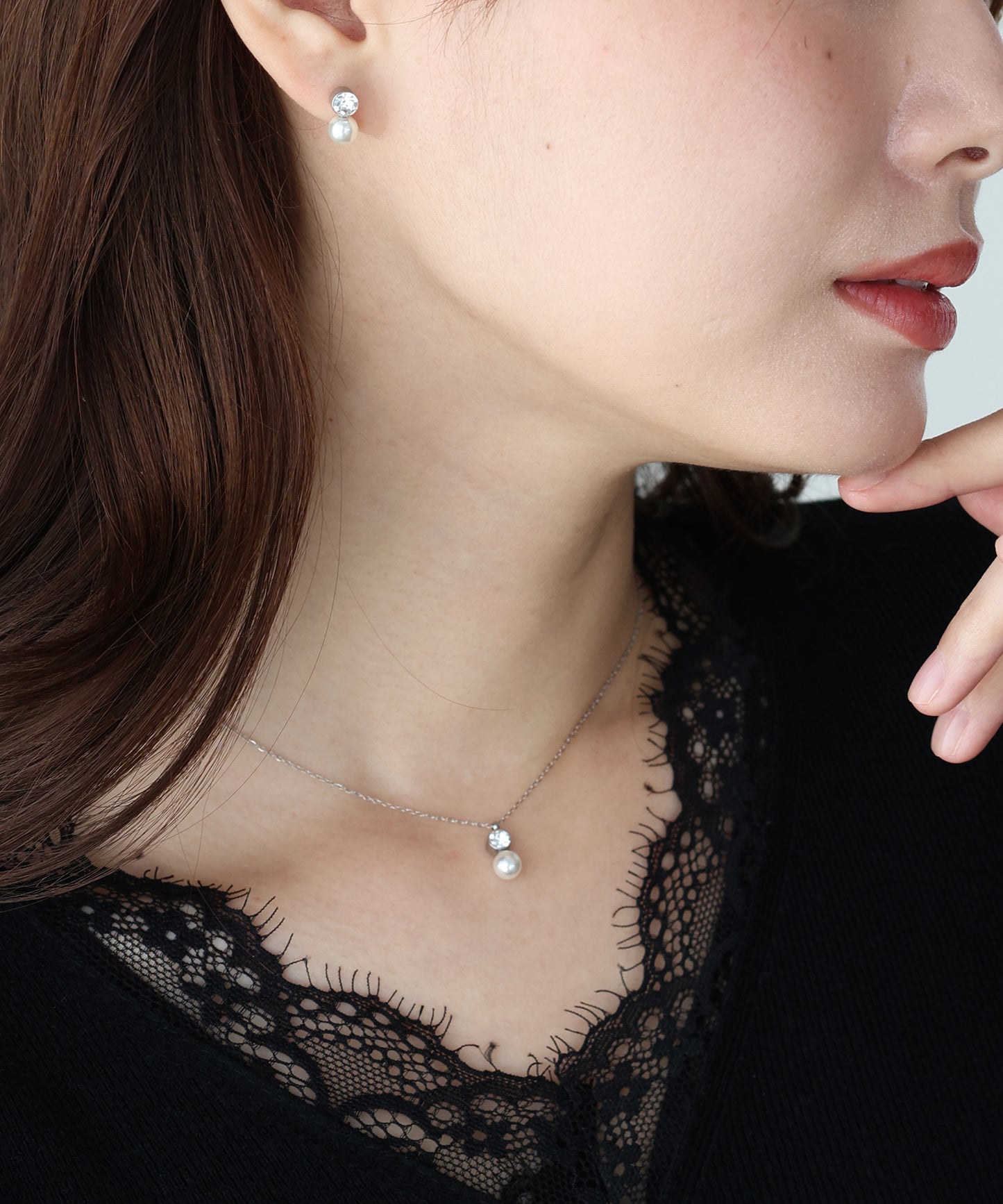 【早割5％OFF】ビジューパールネックレス / サージカルステンレス【ネコポス】