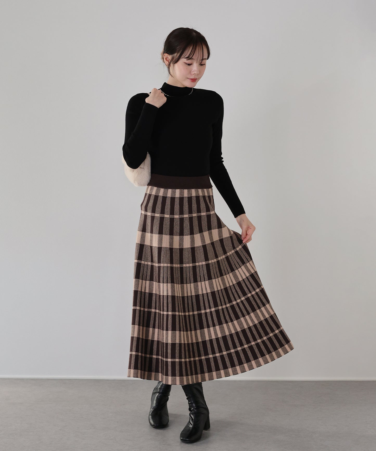 チェック柄ニットスカート