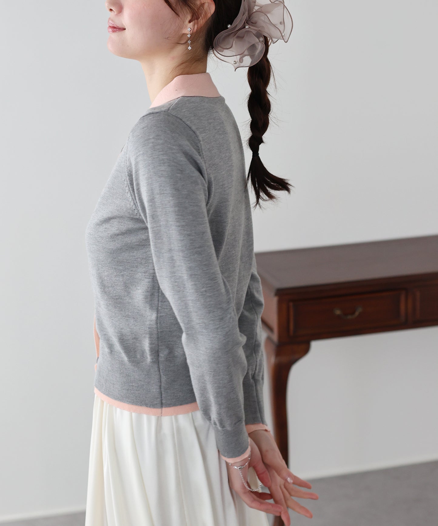 【早割5％OFF】レイヤードポロ襟カーディガン