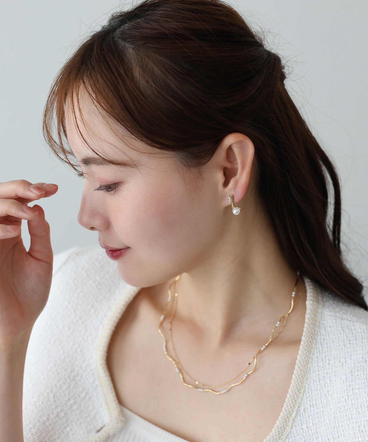 【早割5％OFF】ラインビジューパールピアス【メール便】