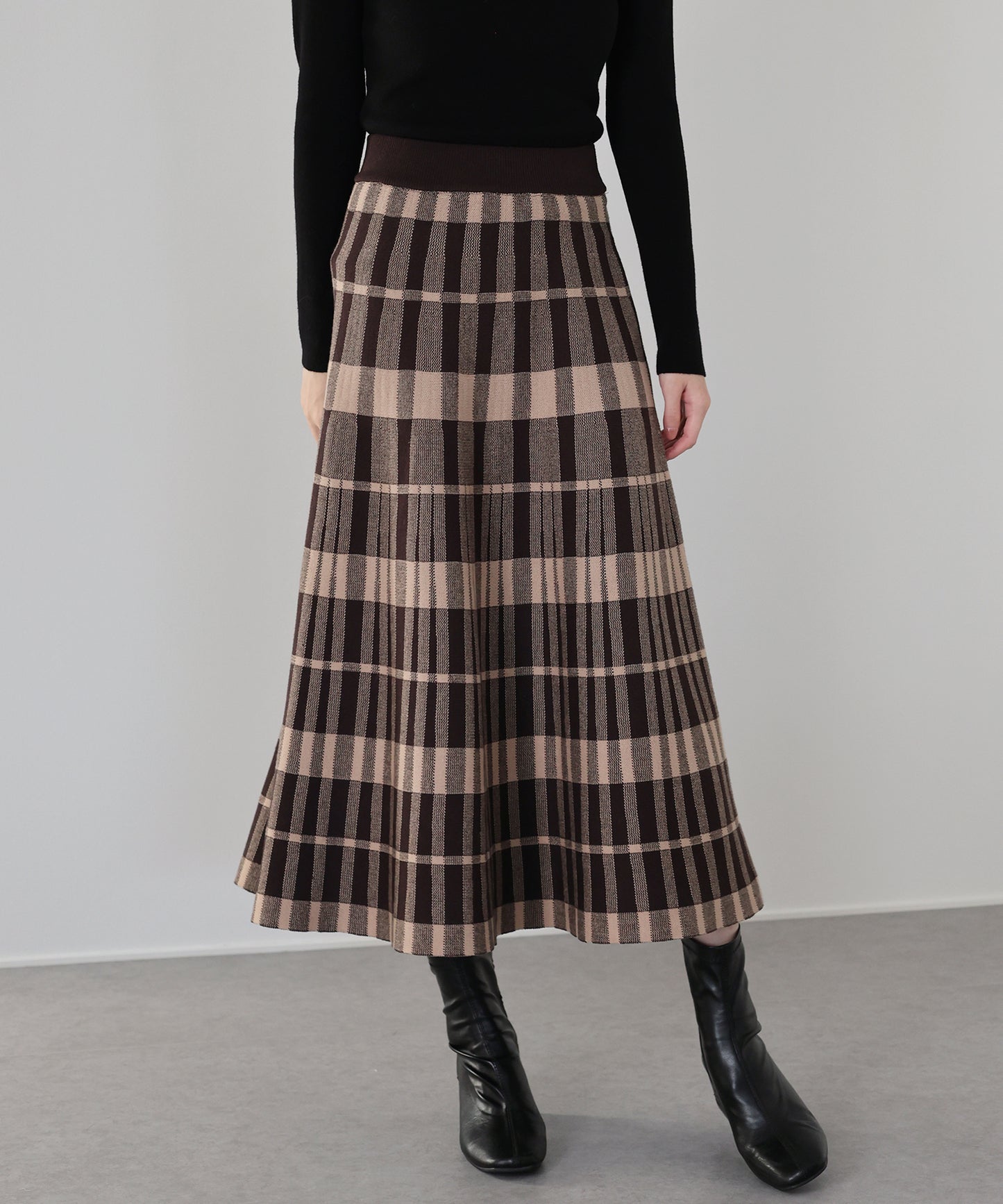 チェック柄ニットスカート