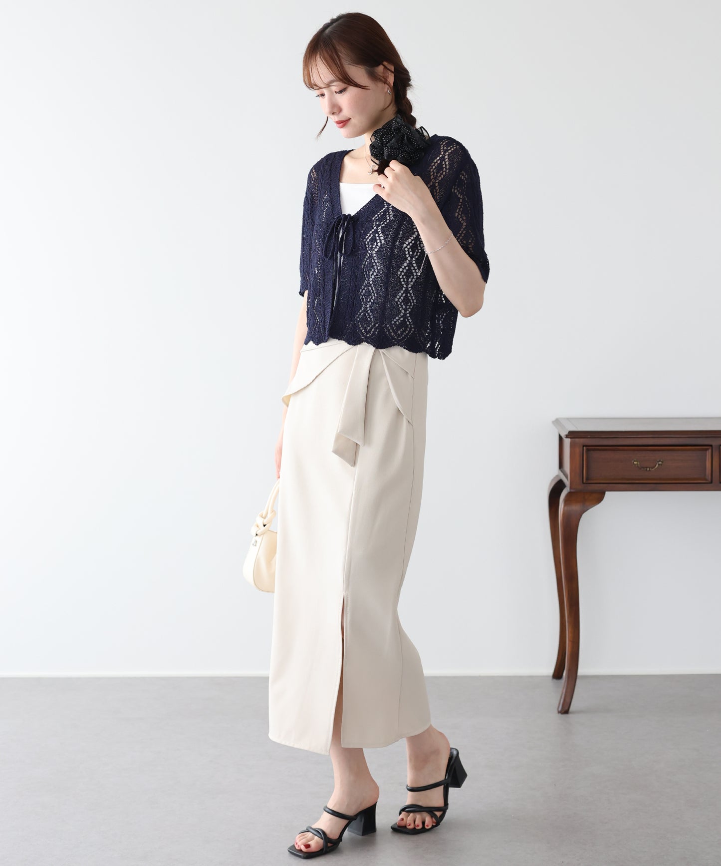 透かし編みリボンカーディガン【メール便】