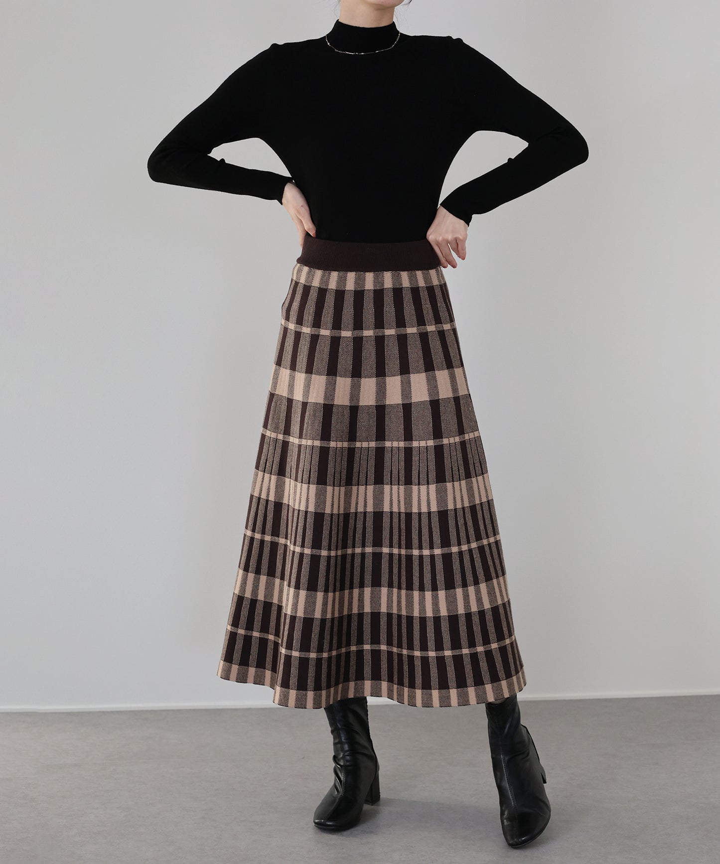 チェック柄ニットスカート
