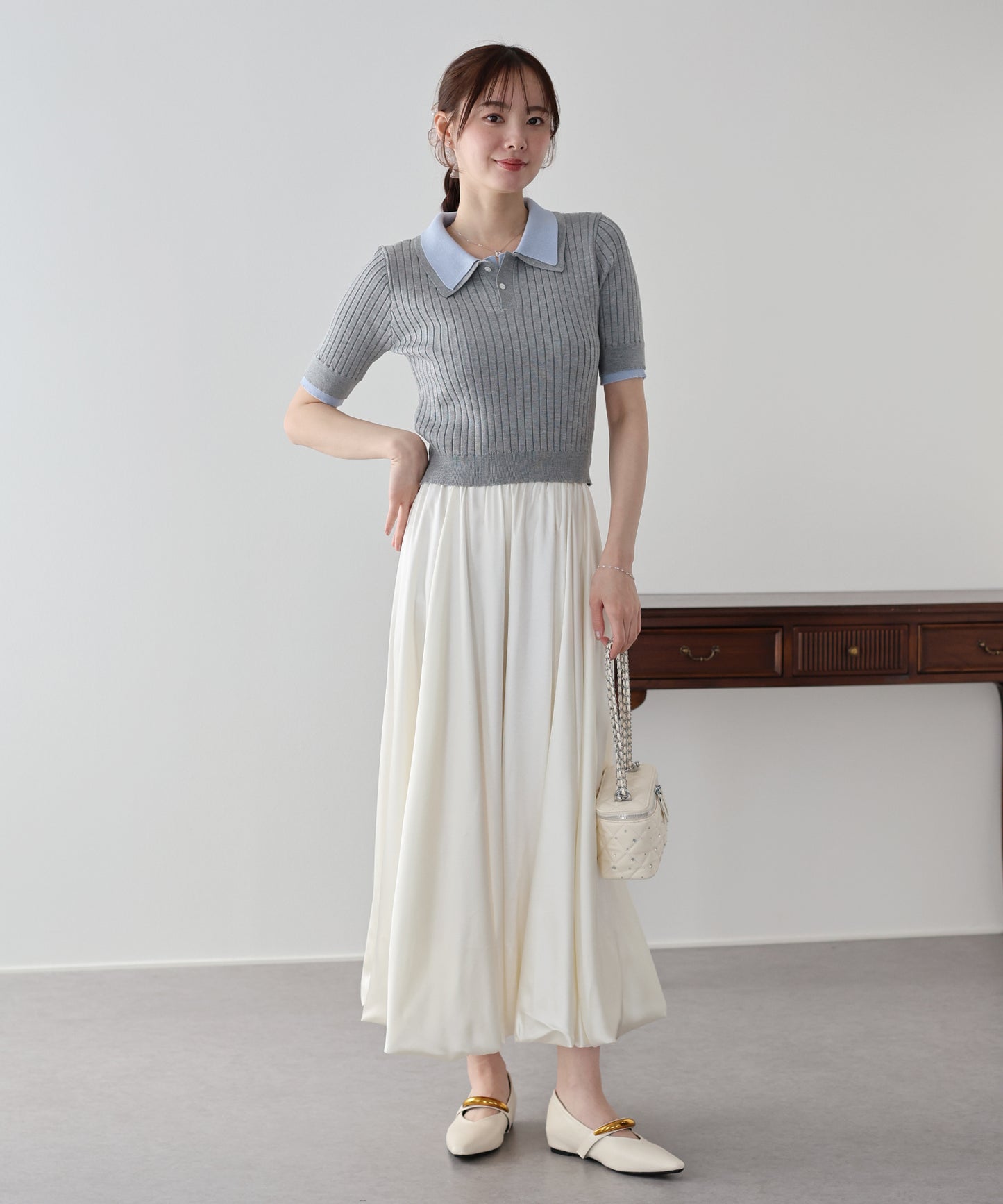 シャツレイヤードポロニット