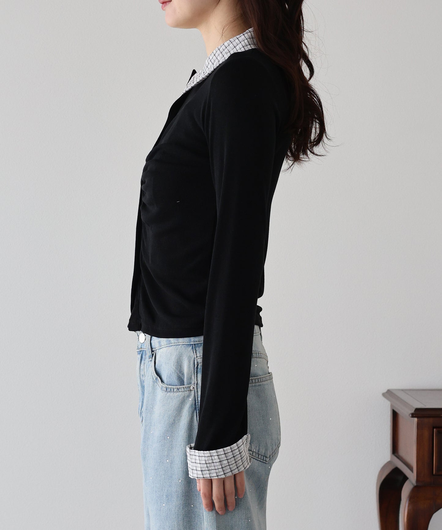 【早割5％OFF】チェックシャツドッキングカーディガン【ネコポス】