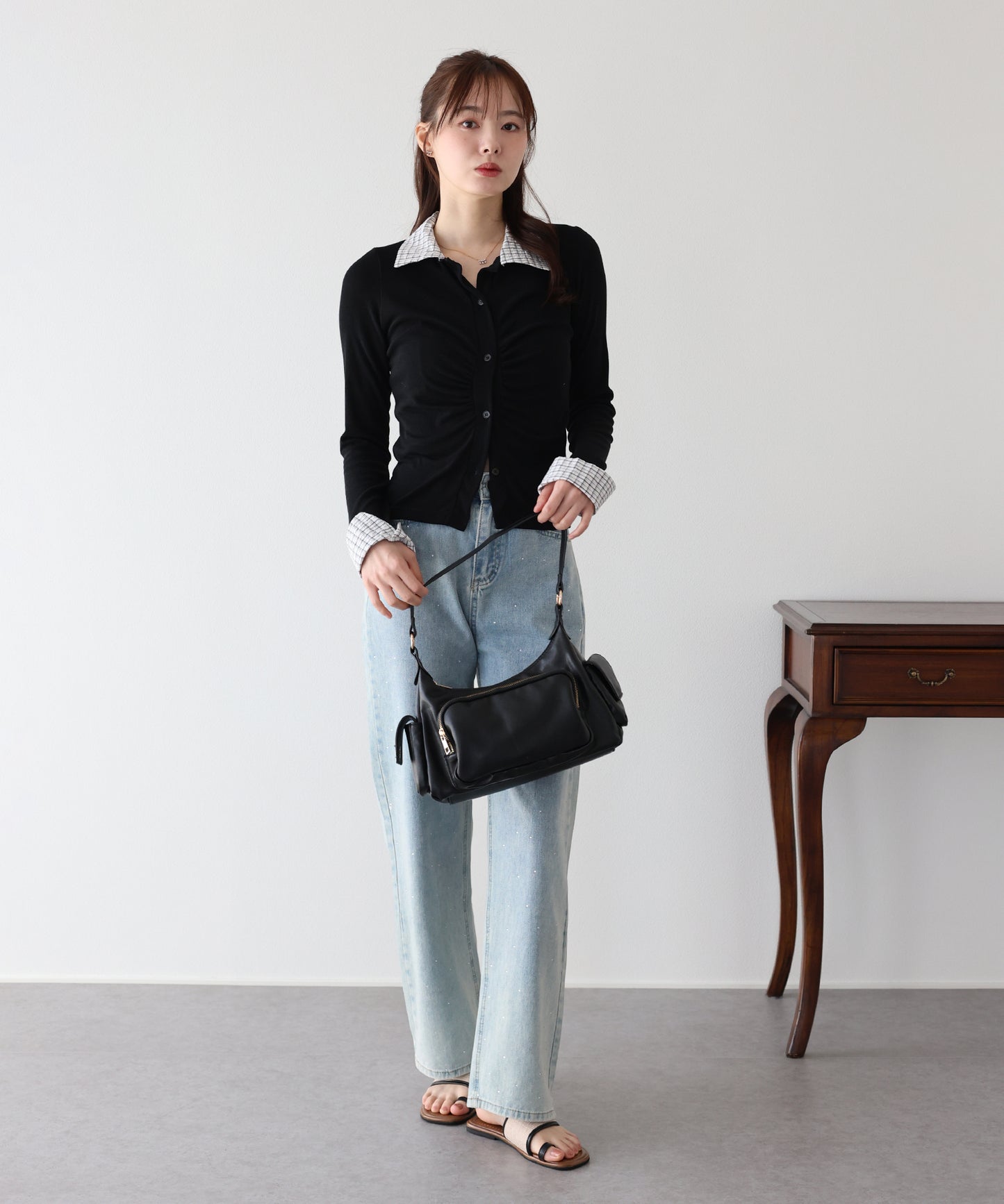 【早割5％OFF】チェックシャツドッキングカーディガン【ネコポス】