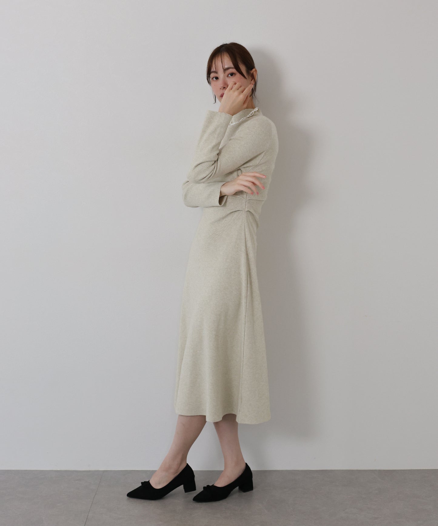 サイドタックニットワンピース