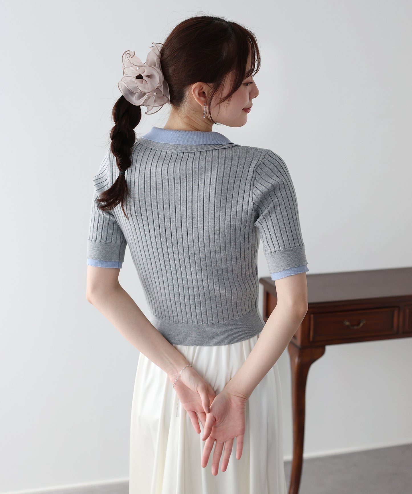 シャツレイヤードポロニット
