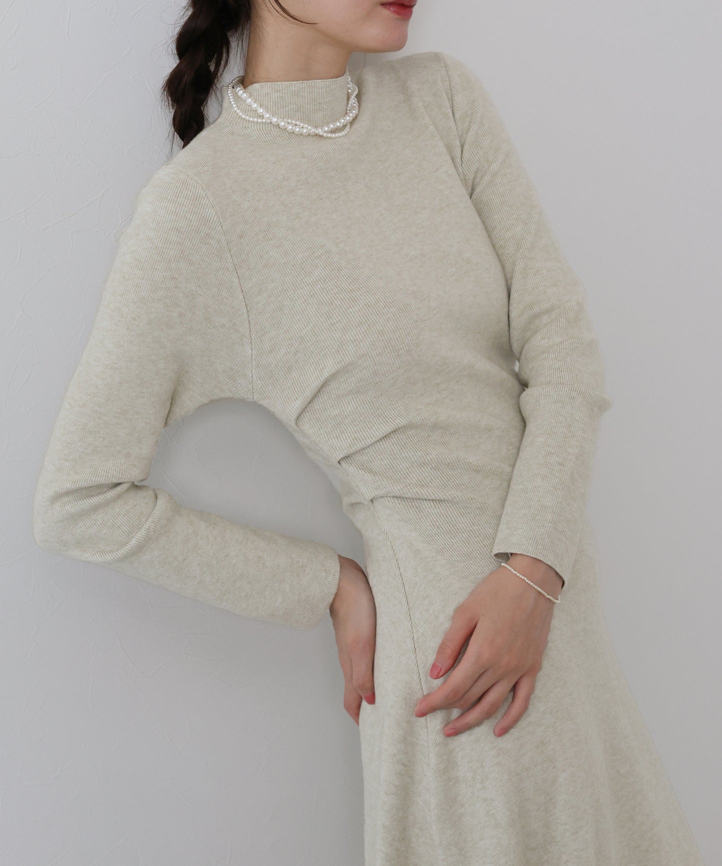 サイドタックニットワンピース