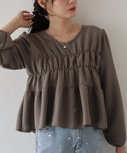 【TIME SALE】バックリボンティアードブラウス【ネコポス】