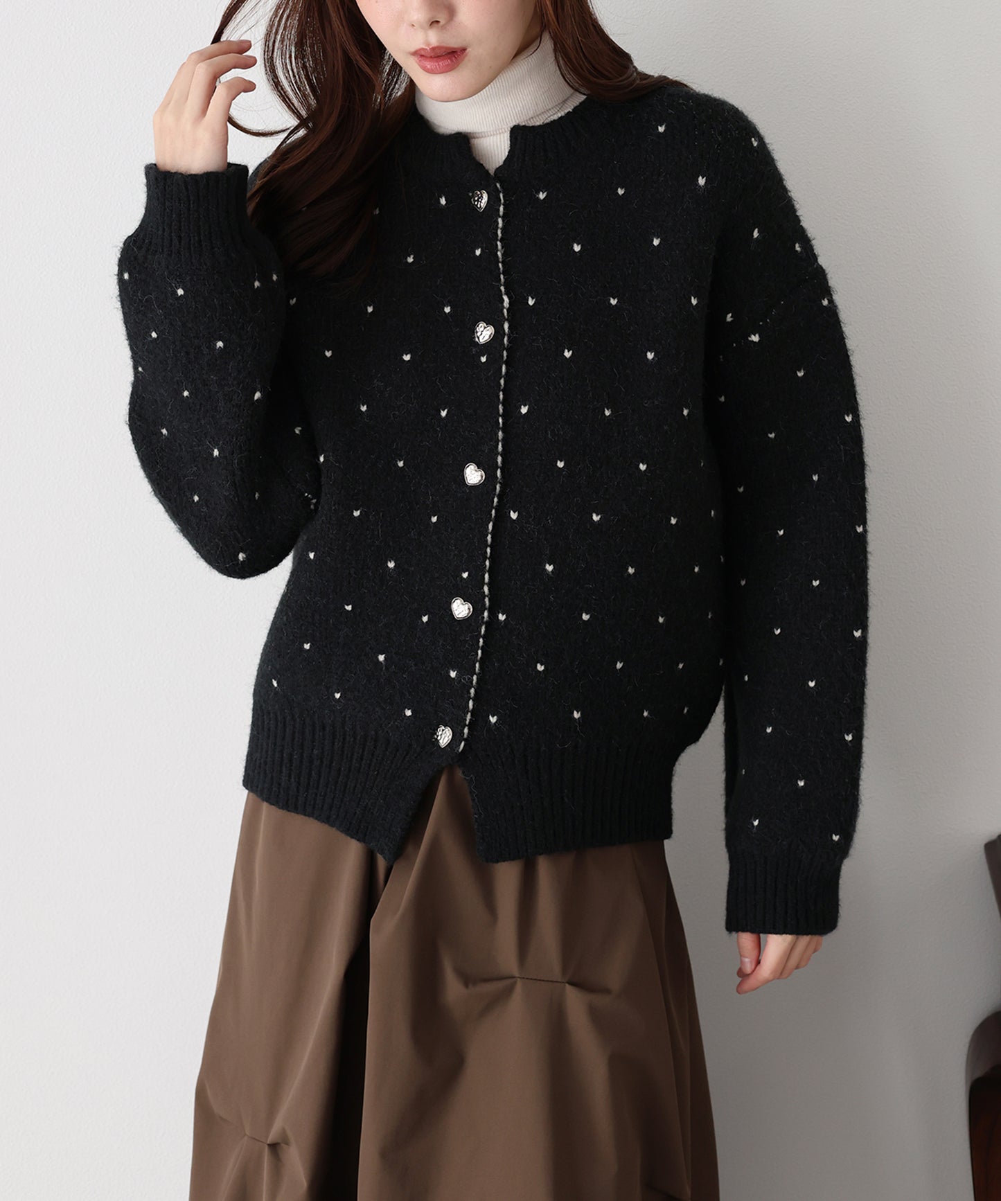 ハートニットジャガードカーディガン