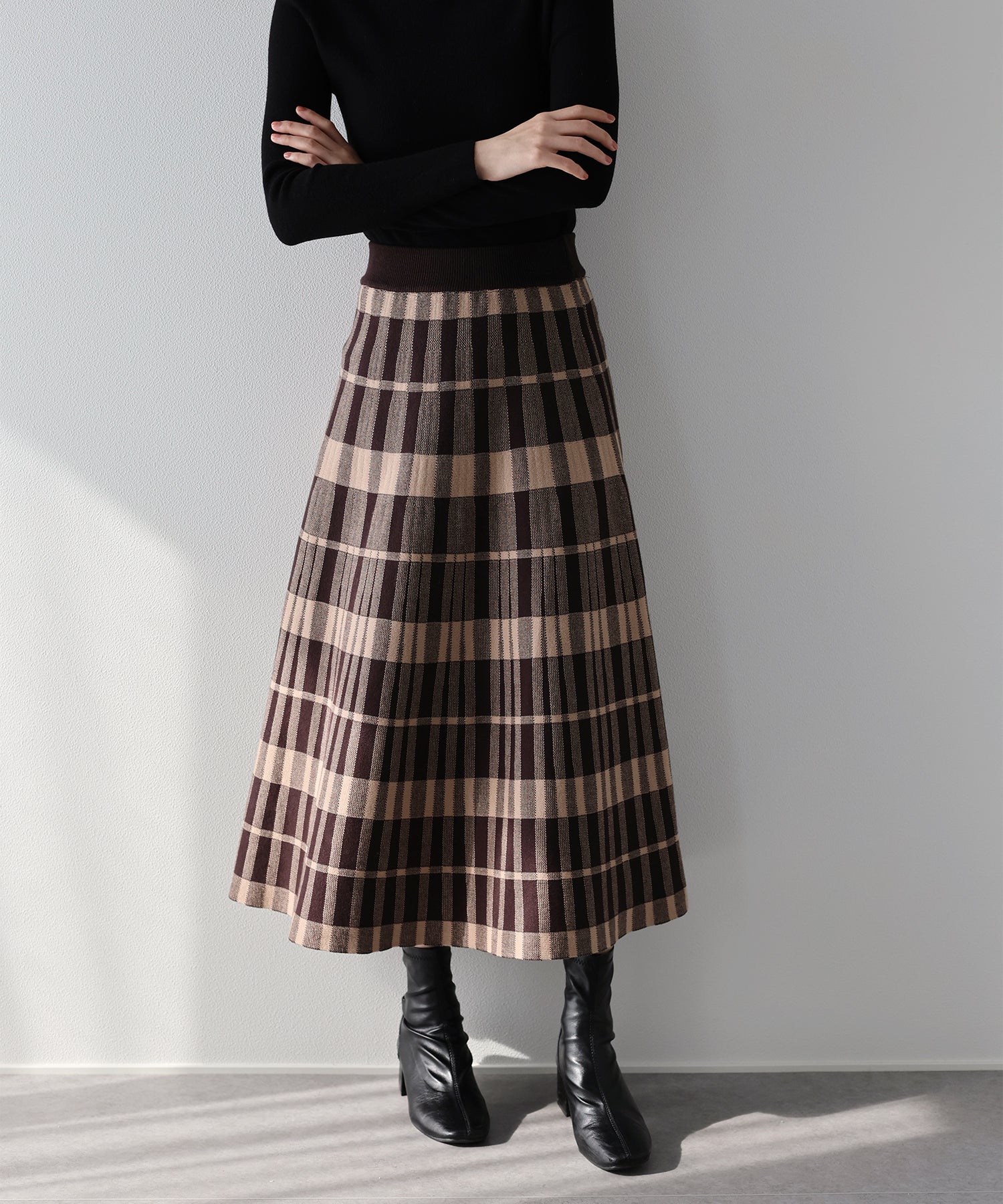 チェック柄ニットスカート – BLUE ONLINE