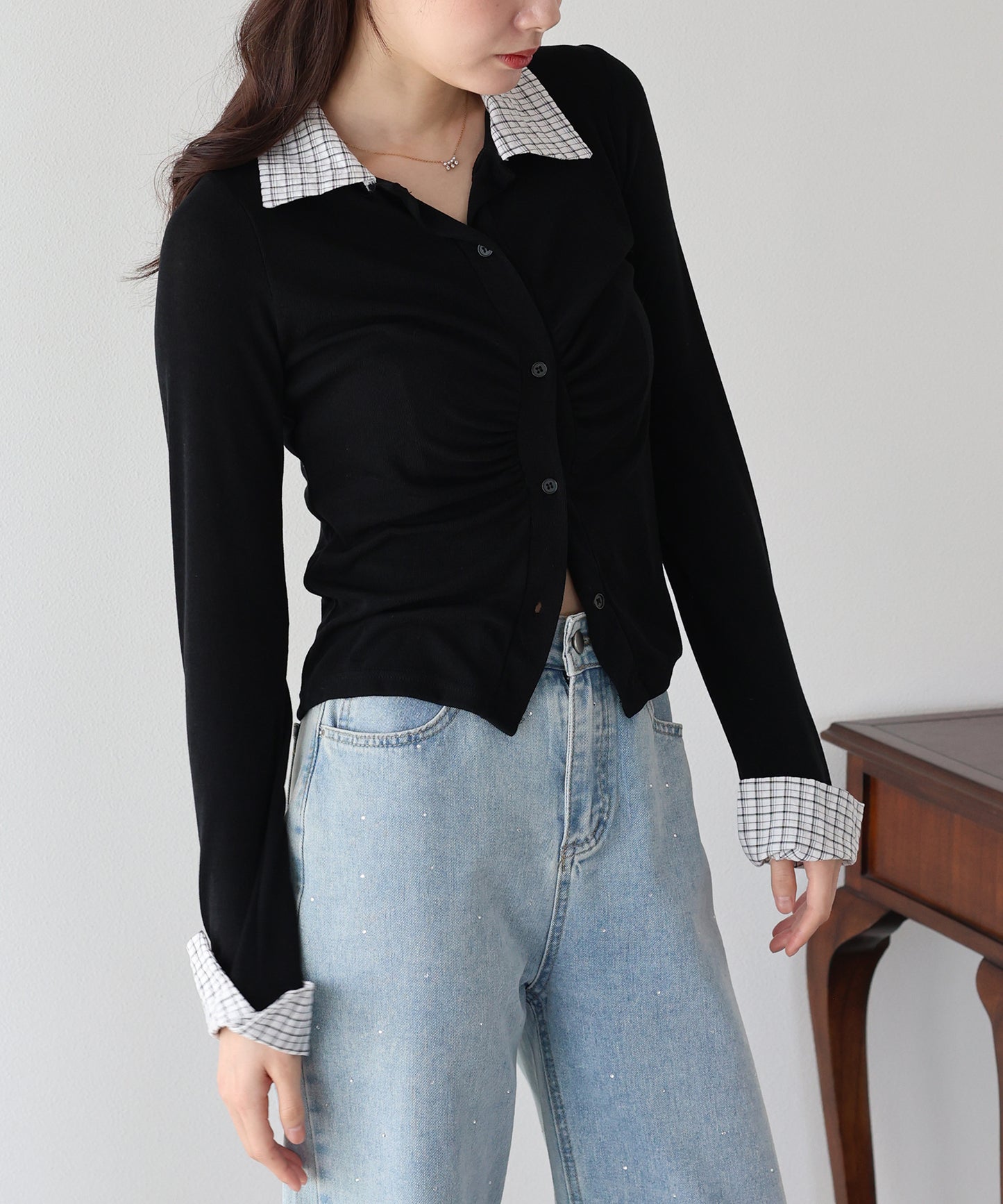 【早割5％OFF】チェックシャツドッキングカーディガン【ネコポス】