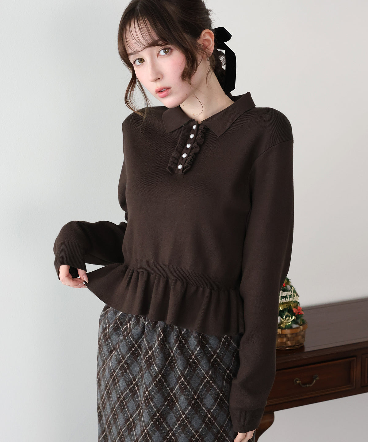 【早割5％OFF】フロントフリルペプラムポロニット
