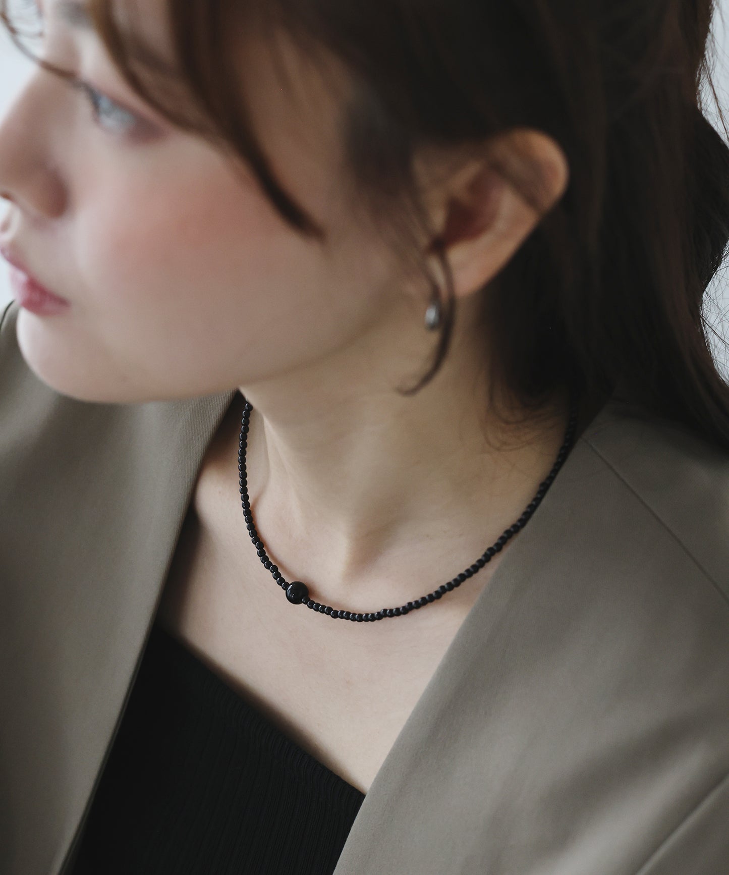 オニキス/淡水パール ビーズネックレス【ネコポス】