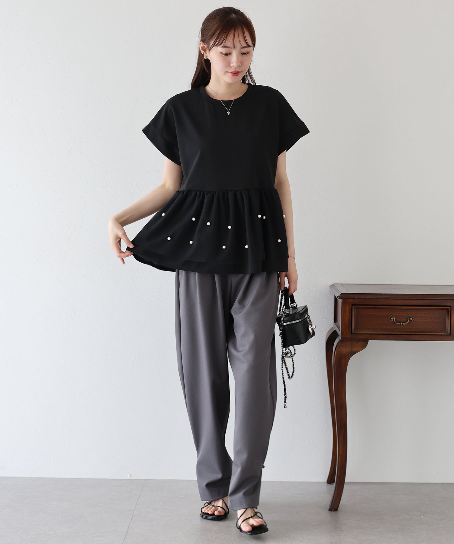 【TIME SALE】ペプラム切替カットソー