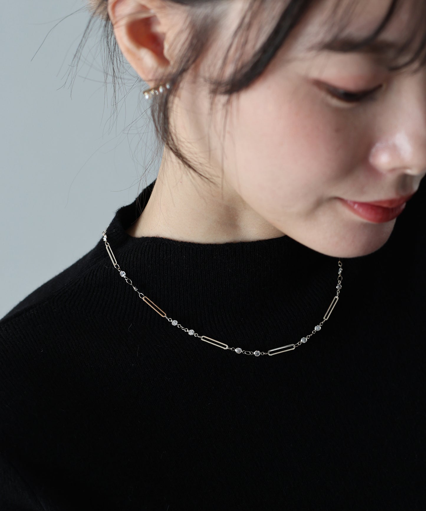 【早割5％OFF】ビジューバーネックレス/ ニッケルフリー【ネコポス】