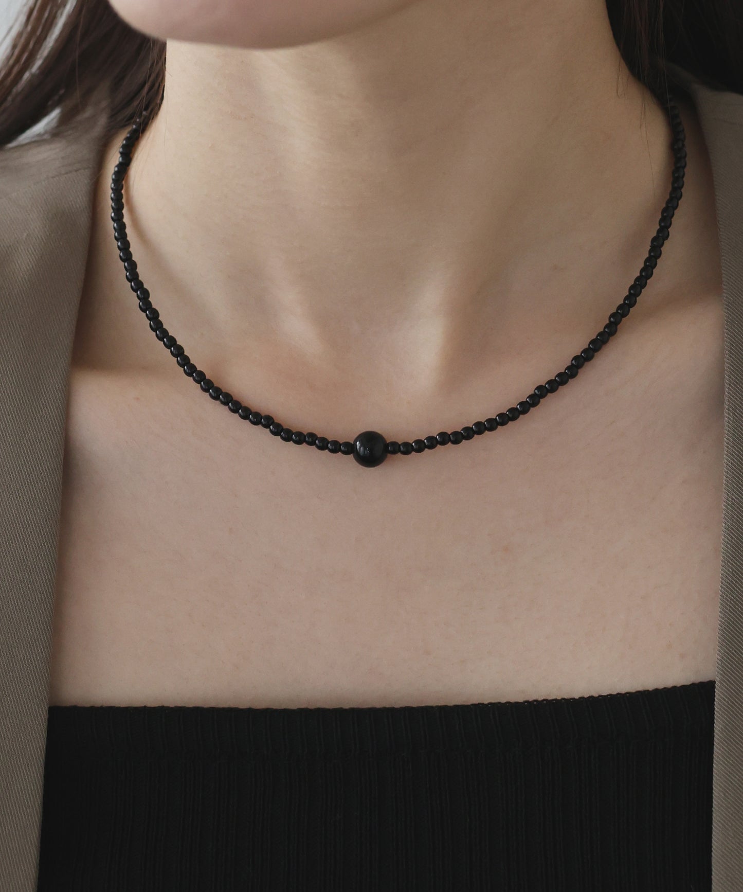 オニキス/淡水パール ビーズネックレス【ネコポス】