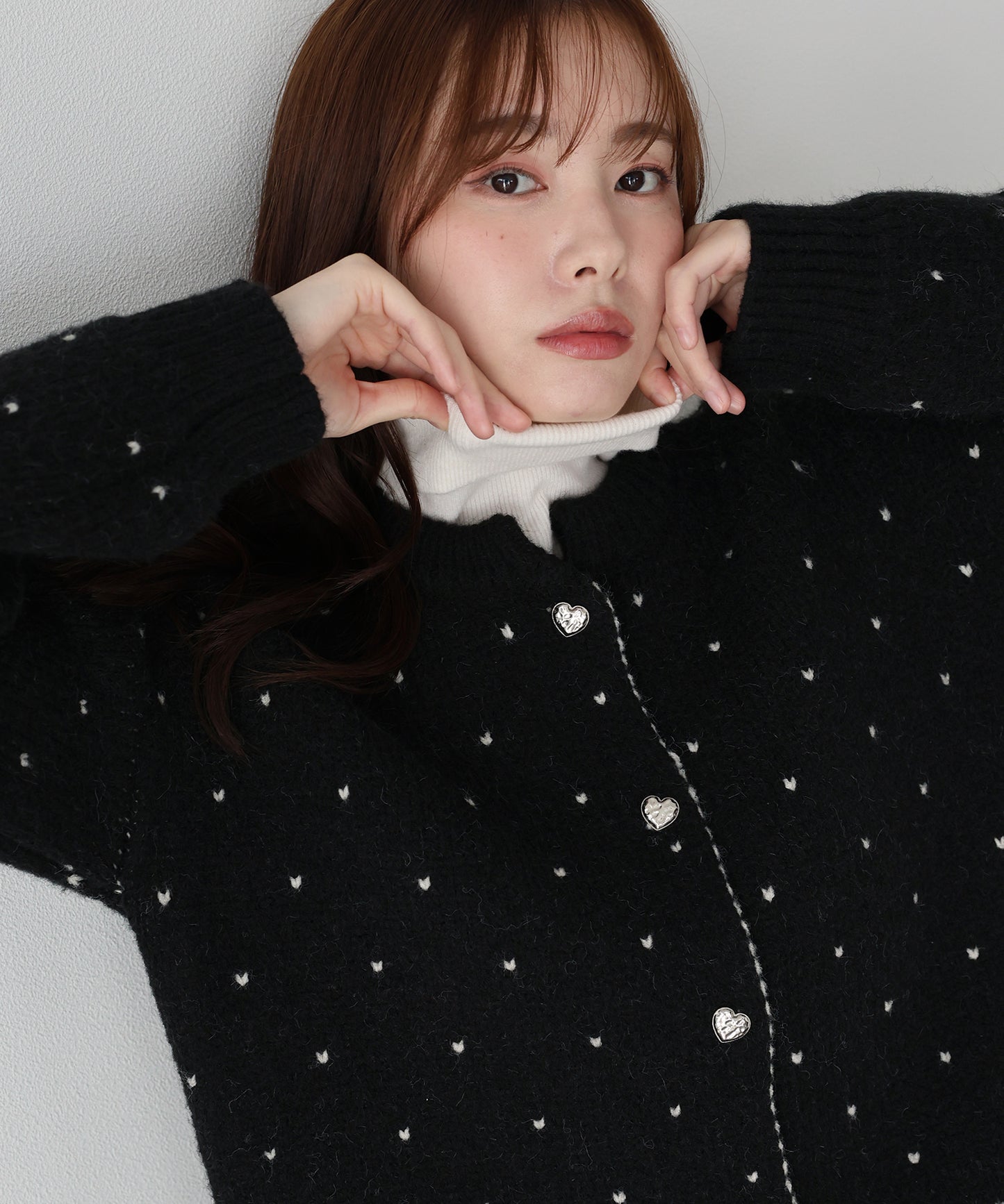 ハートニットジャガードカーディガン