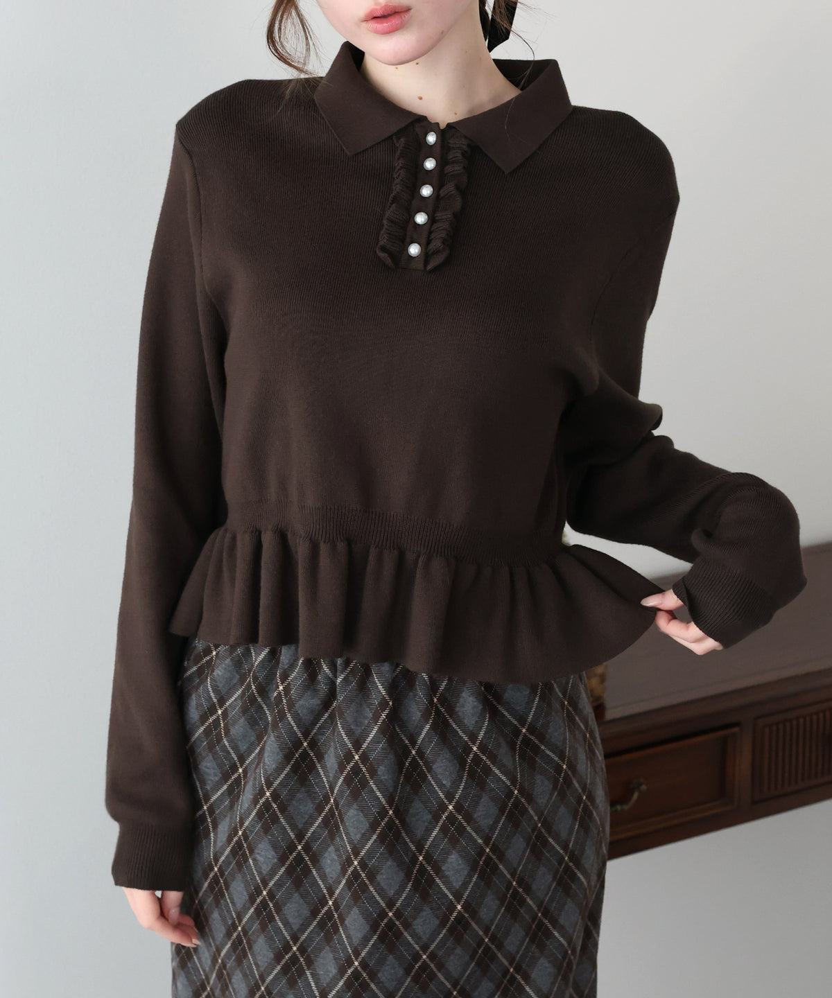 【早割5％OFF】フロントフリルペプラムポロニット