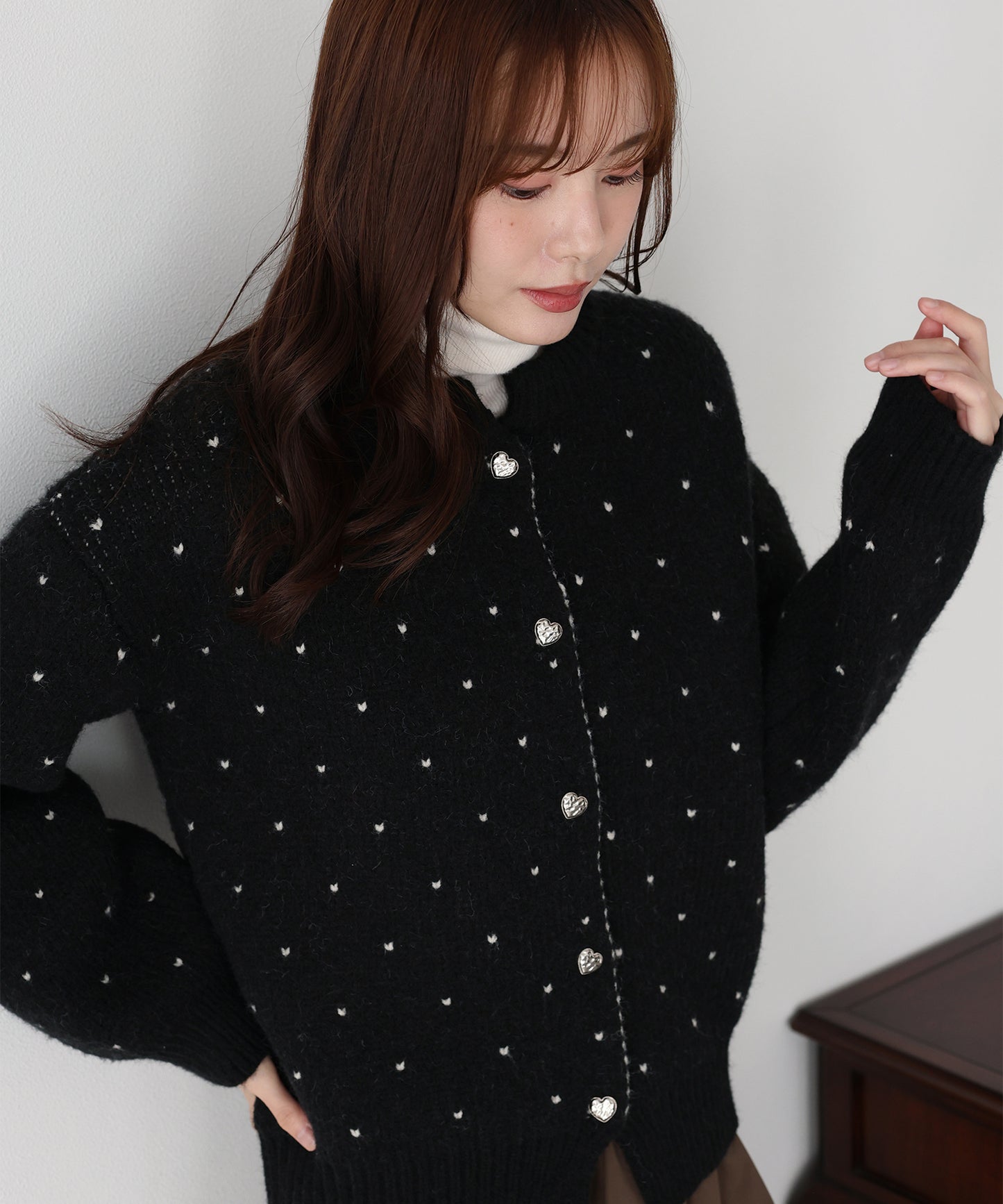 ハートニットジャガードカーディガン