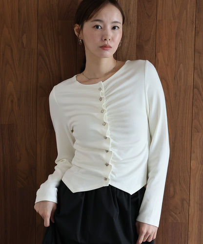 【早割5％OFF】フロントギャザーリブカットソー【メール便】