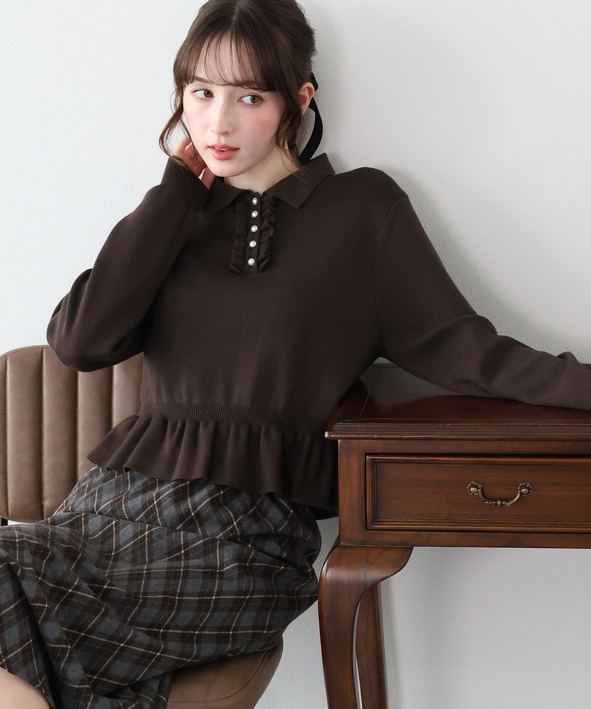 【早割5％OFF】フロントフリルペプラムポロニット