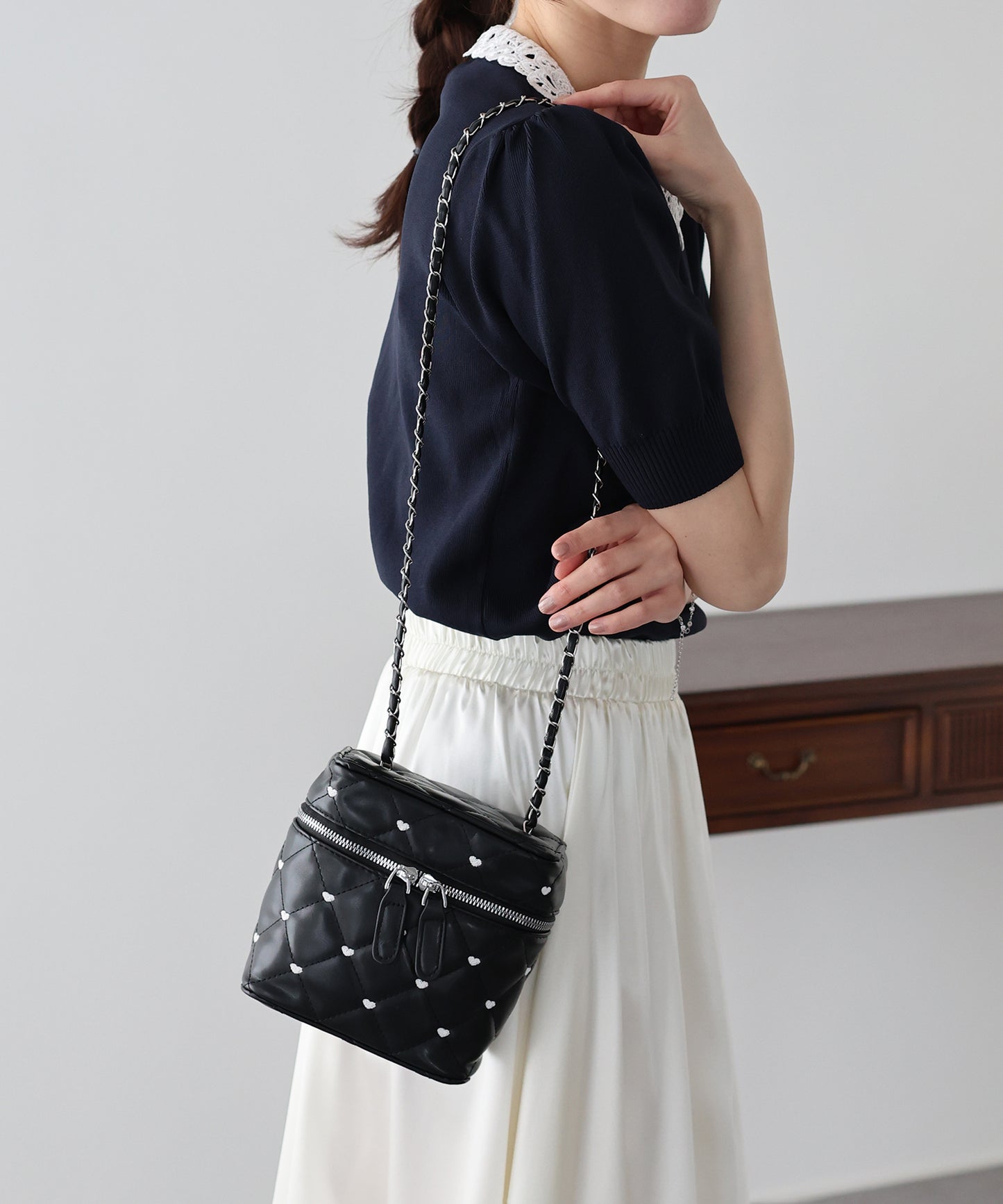 ハート刺繍キルティングバッグ