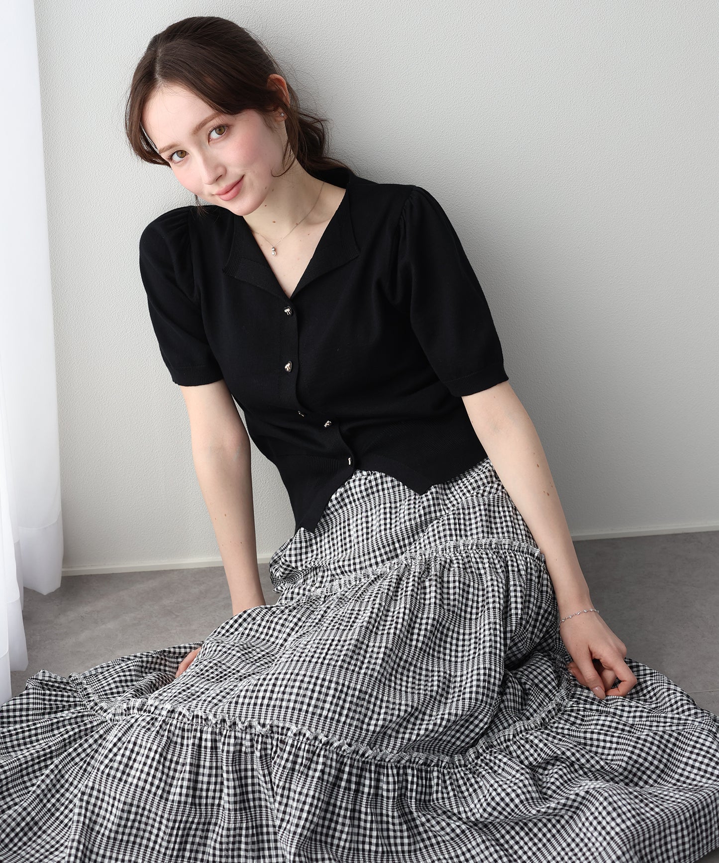 【早割5％OFF】リボンハートボタンニットトップス