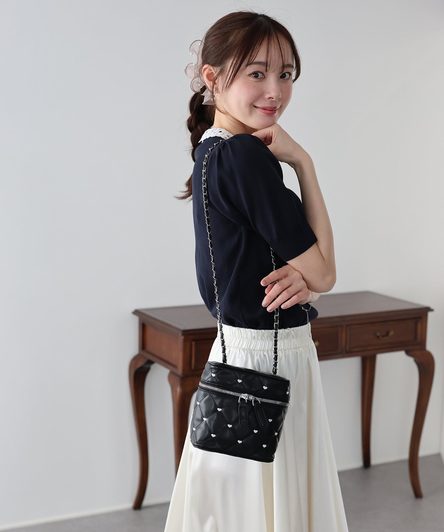 ハート刺繍キルティングバッグ